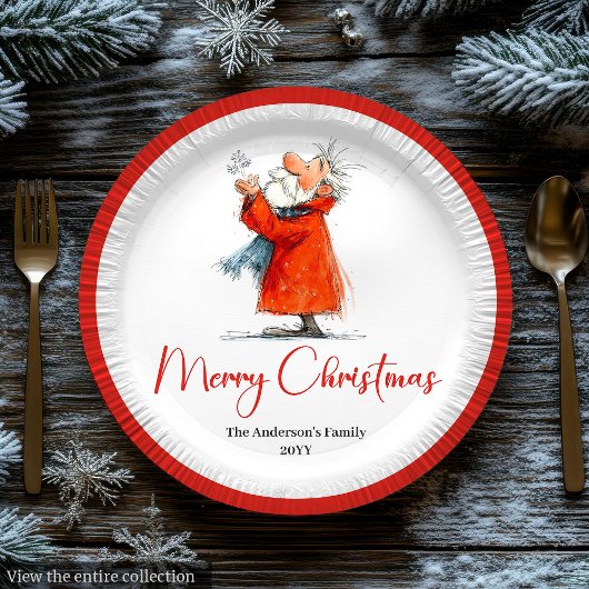 Santa Claus Humor Stylish Christmas Paper Plates Papieren Bordje