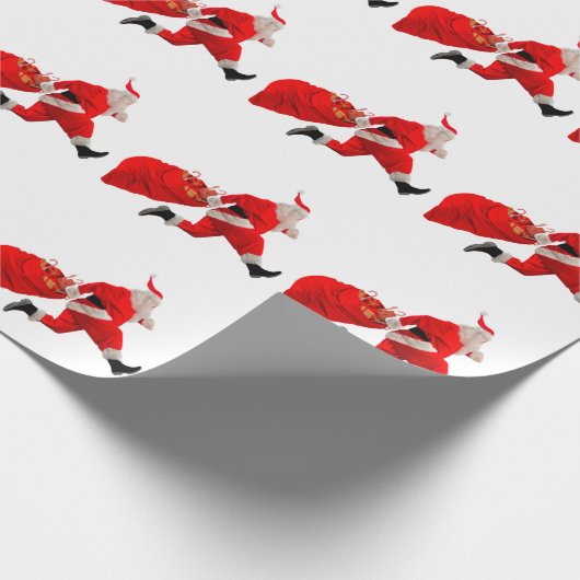 Santa Claus Hustle White Wrapping Paper Cadeaupapier (Hoek)
