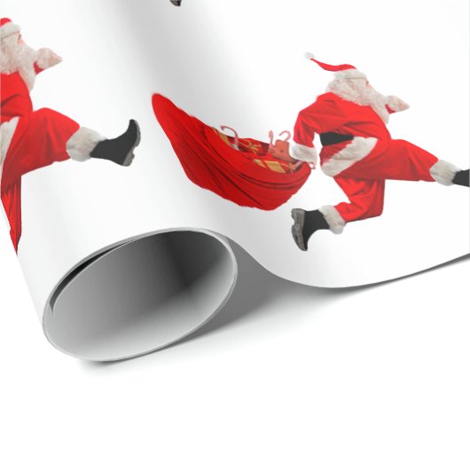 Santa Claus Hustle White Wrapping Paper Cadeaupapier (Rol Hoek)