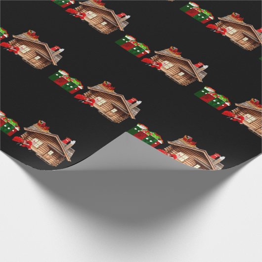 Santa Claus Hustle Zwart inpakpapier (Hoek)