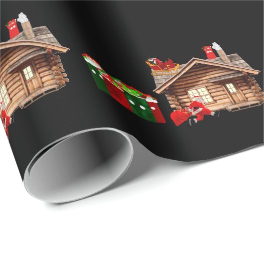Santa Claus Hustle Zwart inpakpapier (Rol Hoek)