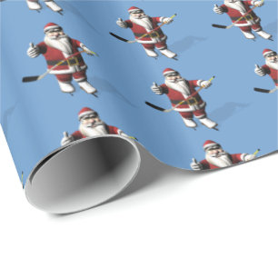 Santa Claus Ice Hockey Player Cadeaupapier
