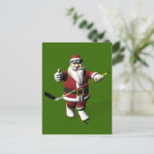 Santa Claus Ice Hockey Player Feestdagenkaart (Staand voorkant)