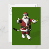 Santa Claus Ice Hockey Player Feestdagenkaart (Voorkant / Achterkant)