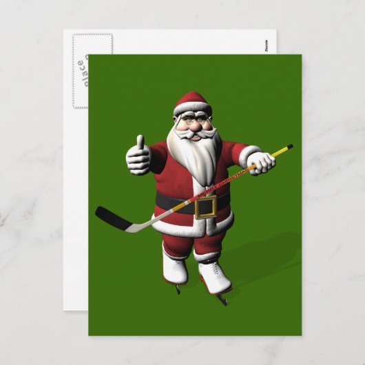 Santa Claus Ice Hockey Player Feestdagenkaart (Voorkant / Achterkant)