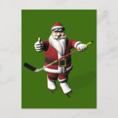 Santa Claus Ice Hockey Player Feestdagenkaart (Voorkant)
