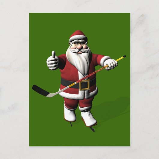 Santa Claus Ice Hockey Player Feestdagenkaart (Voorkant)