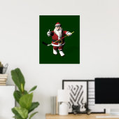Santa Claus Ice Hockey Player Poster (Thuiskantoor)