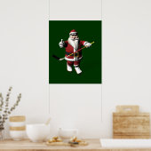 Santa Claus Ice Hockey Player Poster (Keuken)