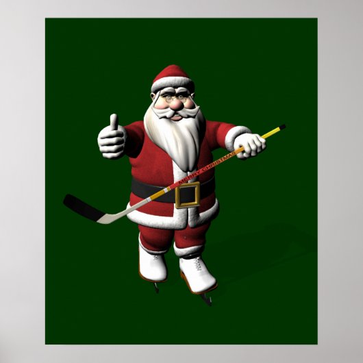 Santa Claus Ice Hockey Player Poster (Voorkant)