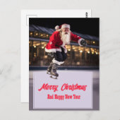 Santa Claus Ice Skating Briefkaart (Voorkant / Achterkant)