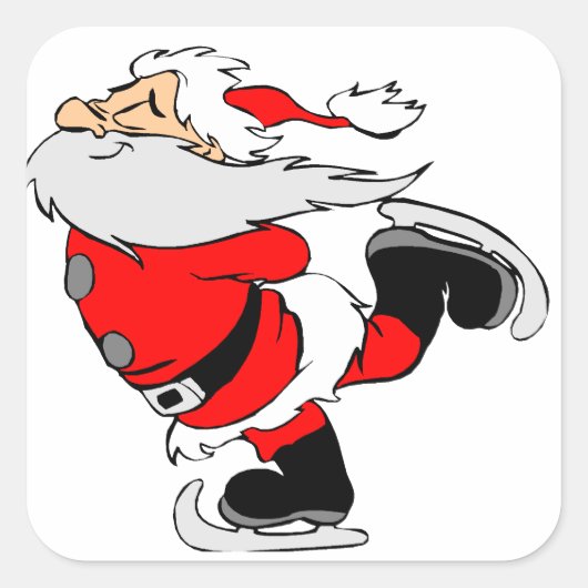 Santa Claus Ice Skating Vierkante Sticker (Voorkant)