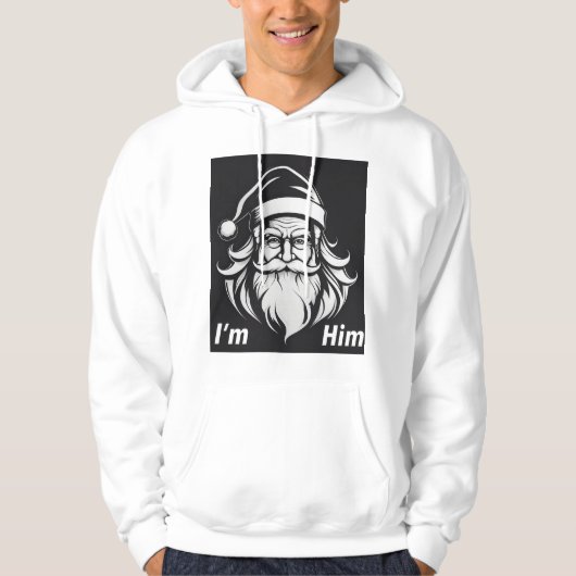 Santa Claus I'm Him Print Novelty Hoodie (Voorkant)