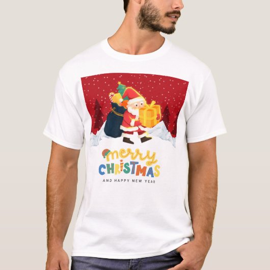 Santa Claus in a Magical Winter Wonderland — Merry T-shirt (Voorkant)