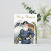 Santa Claus in at the airport Briefkaart (Staand voorkant)