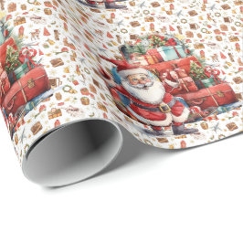 Santa Claus in at the airport Cadeaupapier