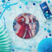 Santa Claus in forest Papieren Bordje (Feest)