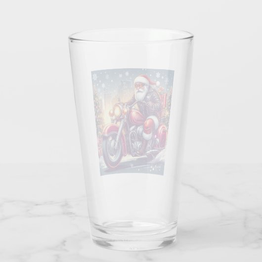 Santa Claus in motormodus Glas (Achterkant)