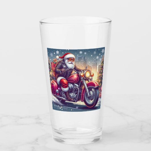 Santa Claus in motormodus Glas (Voorkant)