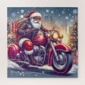 Santa Claus in motormodus Legpuzzel (Verticaal)