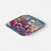 Santa Claus in motormodus Papieren Bordje (Gebogen)