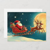 Santa Claus in Sleigh Briefkaart (Voorkant / Achterkant)