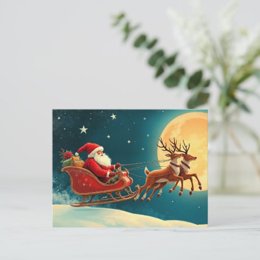 Santa Claus in Sleigh Feestdagenkaart (Staand voorkant)