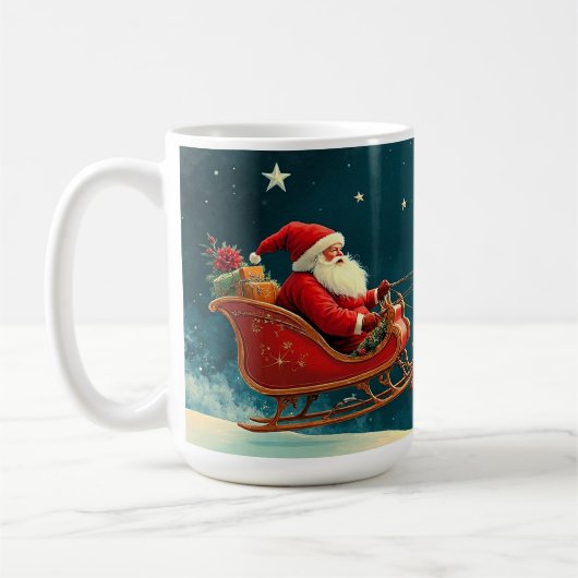 Santa Claus in sleigh with reindeer Koffiemok (Links)