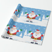 Santa Claus in Snowy Winter Scene Cadeaupapier (Uitgerold)