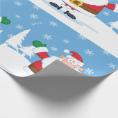 Santa Claus in Snowy Winter Scene Cadeaupapier (Hoek)