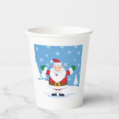 Santa Claus in Snowy Winter Scene Papieren Bekers (Voorkant)