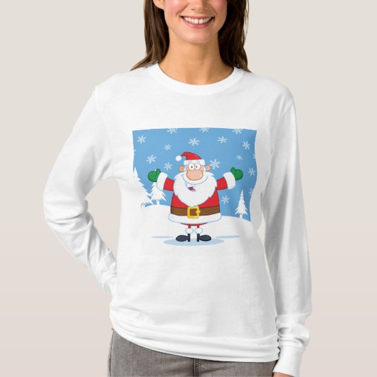 Santa Claus in Snowy Winter Scene T-shirt (Voorkant)
