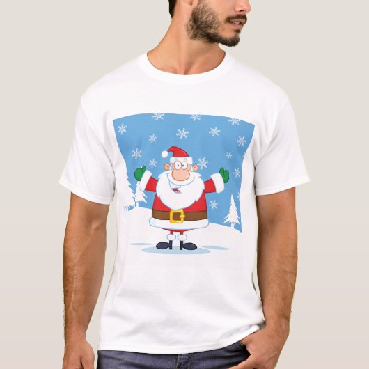 Santa Claus in Snowy Winter Scene T-shirt (Voorkant)