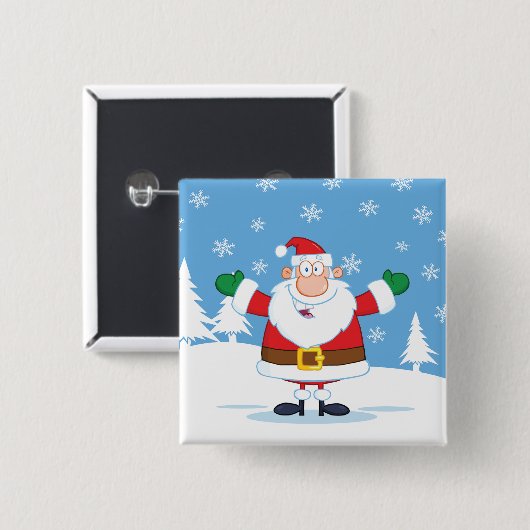 Santa Claus in Snowy Winter Scene Vierkante Button 5,1 Cm (Voorkant /achterkant)