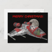 Santa Claus In Spaceship Feestdagenkaart (Voorkant / Achterkant)