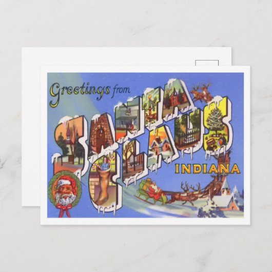 Santa Claus, Indiana  Big Letters Briefkaart (Voorkant / Achterkant)