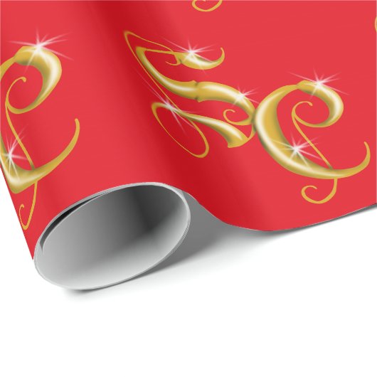 Santa Claus Initialen Gift Wrap Cadeaupapier (Rol Hoek)