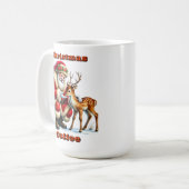 Santa Claus Interactie Met Een Zachtmoedig Rendier Koffiemok (Voorkant links)