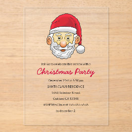 Santa Claus invites you to a Christmas party Acryl Uitnodigingen