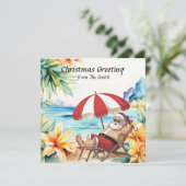 Santa Claus is at the beach for Christmas in July  Kaart (Staand voorkant)