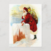 Santa Claus is coming through chimney with toys Briefkaart (Voorkant)