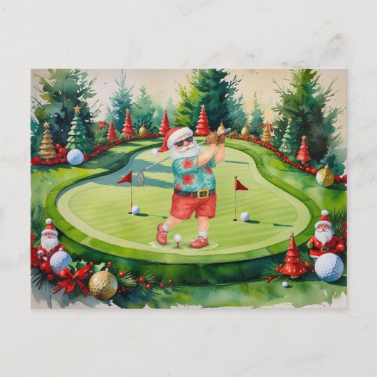 SANTA CLAUS is golfing Christmas Holiday  Briefkaart (Voorkant)