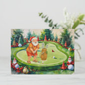 SANTA CLAUS is golfing Christmas Holiday  Kaart (Staand voorkant)