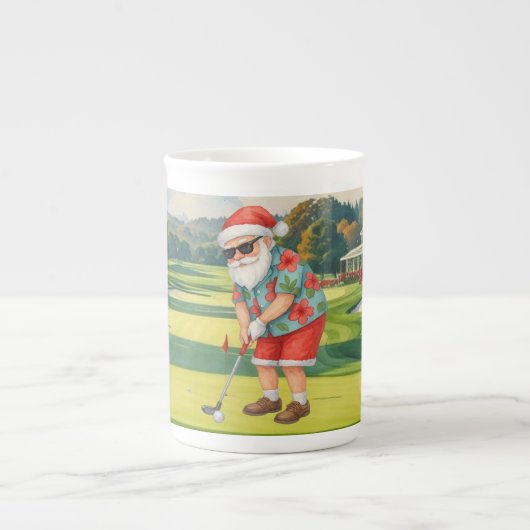 SANTA CLAUS is golfing Christmas Holiday  Porselein Kop (Voorkant)