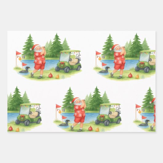 Santa Claus is golfing  Inpakpapier Vel (Voorkant 3)