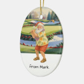 Santa Claus is golfing on golf course at Baunker Keramisch Ornament (Links)