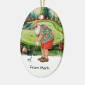 Santa Claus is golfing on golf course background Keramisch Ornament (Links)