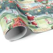 Santa Claus is playing tennis Christmas Holiday Cadeaupapier (Rol Hoek)