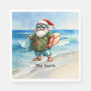 SANTA CLAUS is Surfing Beach Achtergrond Servet