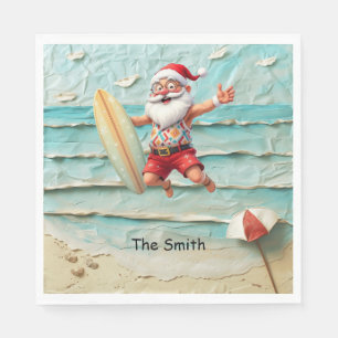 SANTA CLAUS is Surfing Beach Achtergrond Servet